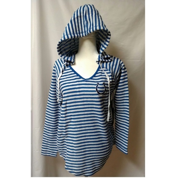 Indianapolis Colts Hoodie Blue White Striped MED - Picture 1 of 4